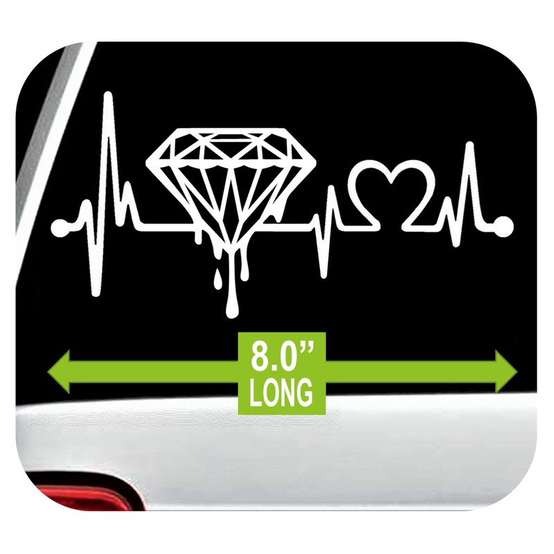 Dripping Diamond Decal Heartbeat Lifeline Sticker 8.0 Inch