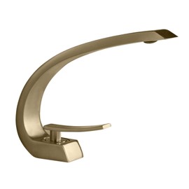 Homary 1-Handle Bathroom Sink Faucet with Pop Up Drain One Hole Deck Mount Curved Lavatory Faucet Mixer, Solid Brass (Brushed Gold)