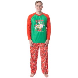 Nickelodeon Mens' SpongeBob SquarePants Krabby Christmas Pajama Set (Medium) Red