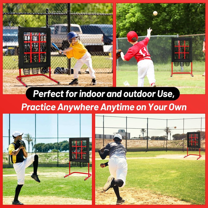 9 Hole Pitching Net with Strike Zone, More Stable Base