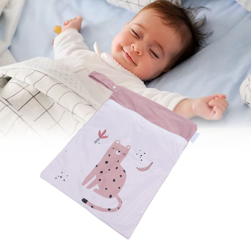 2pcs Hanging Diaper Bag Waterproof Double Pockets Zipper Closure Baby