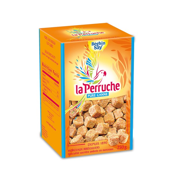 Pure Cane Sugar Cubes, La Perruche, Brown Sugar Specialty Cubes, Premium Quality, Perfect Portions, 250g
