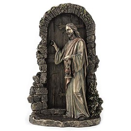 Veronese Design 9 5/8" Jesus Stand at The Door and Knocks Cold Cast Resin Bronze Finish Religious Gift Statue Collectible