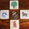 IVEI Sanjhi print wooden coasters set of 4