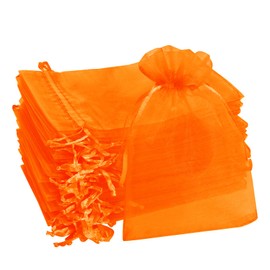 Bskifnn 50pcs Organza Bags 10x15cm Satin Drawstring Organza Pouch Wedding Party Favor Gift Bag Jewelry Watch Bags (Orange)