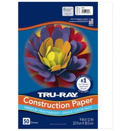 Tru-Ray® Construction Paper, 50% Recycled, 9" x 12", White, 50 Sheets/Pack, Case of 50 Packs, 2500 Sheets Total