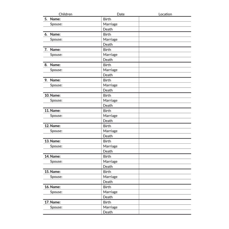 LARGE PRINT Two-Sided Family Group Sheets for Genealogists (7-pack) by