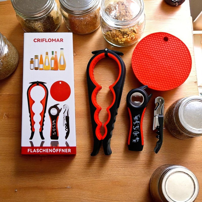 4 in 1 Jar Opener Set - Non-Slip Handle, Easy