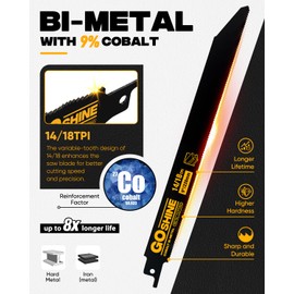 10 Pack 9 inch 14/18TPI Reciprocating Saw Blades, M42 Teeth with 9% Cobalt Bi-Metal Blades,for Automatic Dismantling Sawzall Blades for 1/16-5/16 Medium Metals