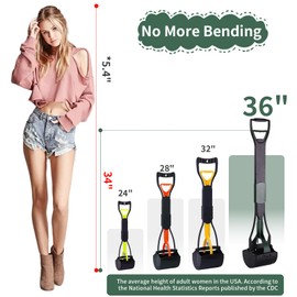 WOILIFE 36" Tall Pooper Scooper for Large Dogs Heavy Duty, Long Handle Poop Scoop for Yard, Grass, Gravel, Dog Poop Grabber with High Strength Material and Extra Wide Grip(Dark Green)