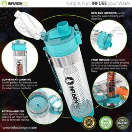 Infusion Pro Fruit Infusion Water Bottle, Sport (24 oz) - Includes Neoprene Insulation Sleeve, Carrying Strap and Locking Lid - Leak-Proof Design for Work, Travel and Gym - BPA-Free, Non-Toxic Plastic