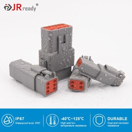 JRready 416Pcs Deutsch DT Connector Kit with Size 16 Stamped Contacts(14-18AWG) - 2, 3, 4, 6, 8, 12 Pin IP67 Waterproof DT Connectors for Truck, Marine, Motorcycle Wiring, 13 A (ST6311)