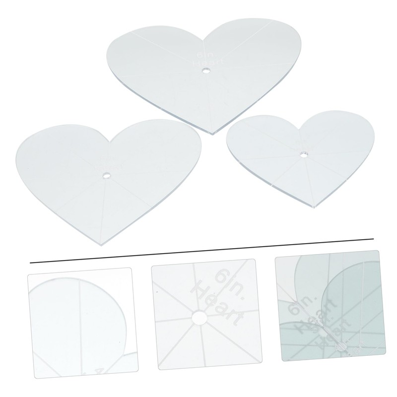 SEWACC 3pcs Acrylic Patchwork Rulers Heart Shape Sewing Rulers for