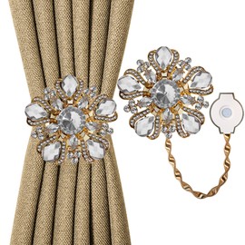 VIIVY VIYIV - Alzapaños magnéticos para cortinas de cristal, de lujo, para exteriores, decoración de cortinas, cortinas para el hogar, sala de estar, dormitorio, color dorado, 1 paquete