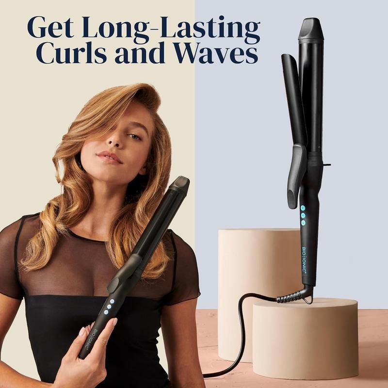 Bio Ionic Long Barrel Curling Iron Styler with Adjustable Comfort