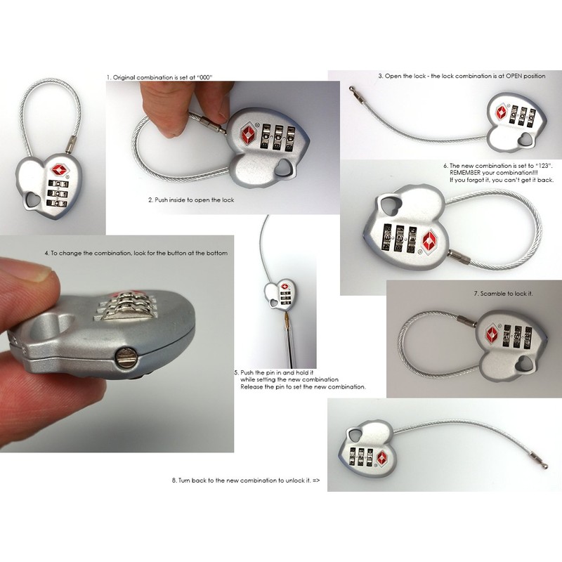 MoDA Travel Easy to Use- TSA Recognized Resettable Combination Lock