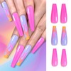 French Coffin Nails Fire Flames Shiny Fake Nails Wildfire Fluorescent