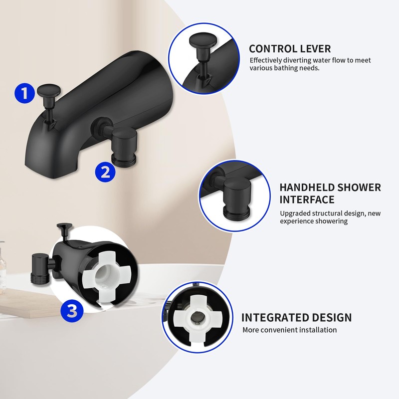 Tub Spout with Diverter,Bathtub Faucet with Shower Diverter,Fits 1/2" or