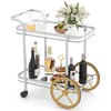 Tangkula Bar Cart for The Home, 2-Tier Rolling Tempered Glass