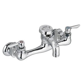 American Standard 8351.076.002 Exposed Yoke Wall-Mount Utility Faucet with Offset Shanks and Metal Lever Handles, Polished Chrome