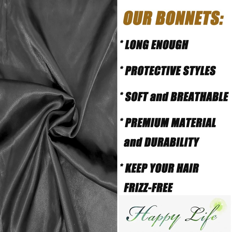 Wbfwbb Braid Bonnet for Sleeping, Wide Elastic Band Satin Hair