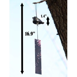 A.F.N.A.L - Carillón de viento japonés para jardín y patio, decoración de campanas de viento de metal colgante, colgante de bendición, campanillas de viento y atrapador de viento de PVC, pájaro