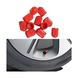 Mandark 50PCS Car Tire Stem Valve Caps, Dustproof Vehicle Stem Covers with O Rubber Ring, Airtight Seal Automotive Interior Tyre Air Cap Accessories, Universal for Bikes Truck Motorcycles (Red)
