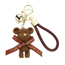 SYSYSYYASNL Resin Bear Key Ring, Key Carabiner with Bell, Keyring Girl, Best Friend Gifts, Gifts for Girlfriend, Sister, Colleague, Wife and Mother, brown