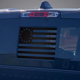 Factory Crafts Back Middle Window Rear Graphics Kit Vinyl Decal Wrap Compatible with Dodge RAM 1500/2500/3500 2019-2020 - Betsy Ross Flag