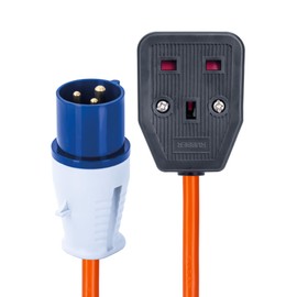 Status 16A Site Plug to 1 Way UK Socket, 20cm Adaptor Cable Perfect for Camping Caravan, Motorhome, Campervan, IP44, Weatherproof, 16APTUK1SCK1PK10