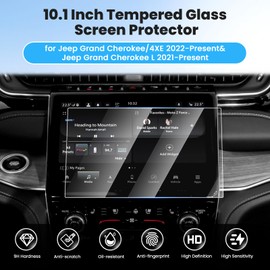 Canvcle 2PCS Screen Protector for 2022-2025 Jeep Grand Cherokee/4XE & Grand Cherokee L 2021-2025, 10.1 Inch Touch Screen Protector Tempered Glass Navigation Display Screen Cover Saver Infotainment Protective Film