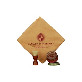 Langer & Messmer 3-Piece Shoe Care Set Including High-Quality Leather Care Cream, Crucible Brush Made of Fine Horsehair and Cotton Cloth - The Shoe Cleaning Set for Professional Shoe Care, brown