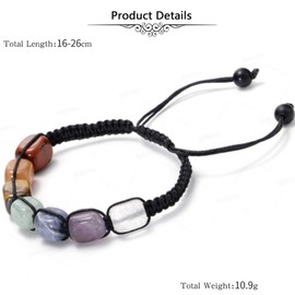 WULILONG 7 Chakra Crystal Bracelet Reiki Healing Crystal Gemstone Yoga Stone Beaded Braided Bracelet Bracelets for Women Anxiety Braided Bracelet Adjustable Jewellery (#2)