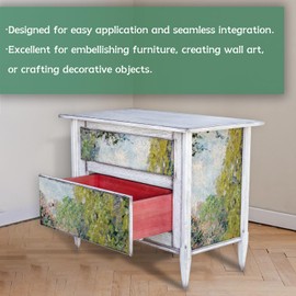 neukids 42 x 50 cm Furniture Decoupage Paper, Decorative Oil Painting Lush Gardens Art Decoration Paper Towel, Decorative Rice Paper for Bedroom Furniture Walls, for Uneven Items