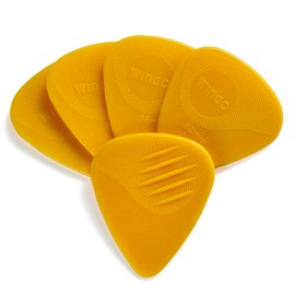 WINGO Guitar Picks with Grip Stamped 5 Pack, Non Slip Picks Standard .88MM Yellow, for Acoustic Electric Guitar Bass.