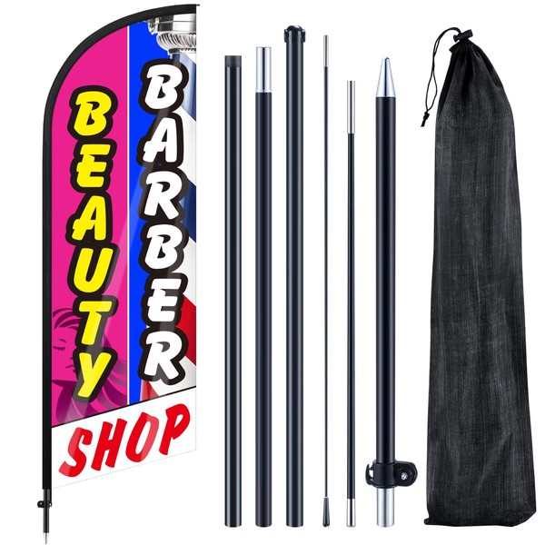 Remagr Beauty Barber Feather Flag 7 ft Advertising Swooper Flag
