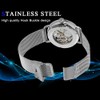 Tiong S1089 Silver Black Mesh Band Men's Casual Mechanical Watch,
