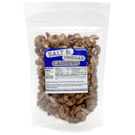Salt & Vinegar Cashews, Only 3 Ingredients, Flavored Cashew Splits, Clean Ingredients Snack, Flavored Nuts, Salt & Vinegar Nuts, Healthy Snack, 11 Ounce Resealable Bag