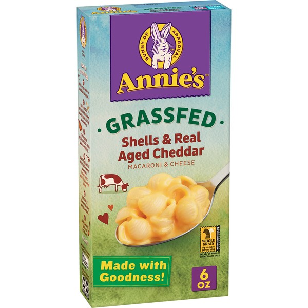 Annie's Organic Grass Fed Shells & Real Aged Cheddar, Macaroni & Cheese, 6 oz