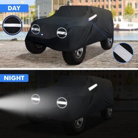 NEVERLAND Car Covers for Jeep Wrangler 2 Door Waterproof Car Covers,All Weather Protection Jeep Sun Rain Protection for Wrangler 2 Door Fits JK JL JLU JKU 2007-2024 Outdoor Covers Black