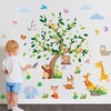 DRWSSR Removable Jungle Animal Green Tree Wall Decals DIY Bear