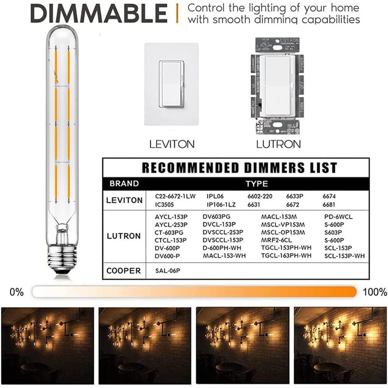 XININSUN T10 Led Bulbs,Long Tubular Led Light Bulbs, E26 Dimmable