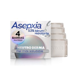 Asepxia, Jabón en barra Neutro jabón facial y corporal, 53% Serum Hidratante, 4 x 100g