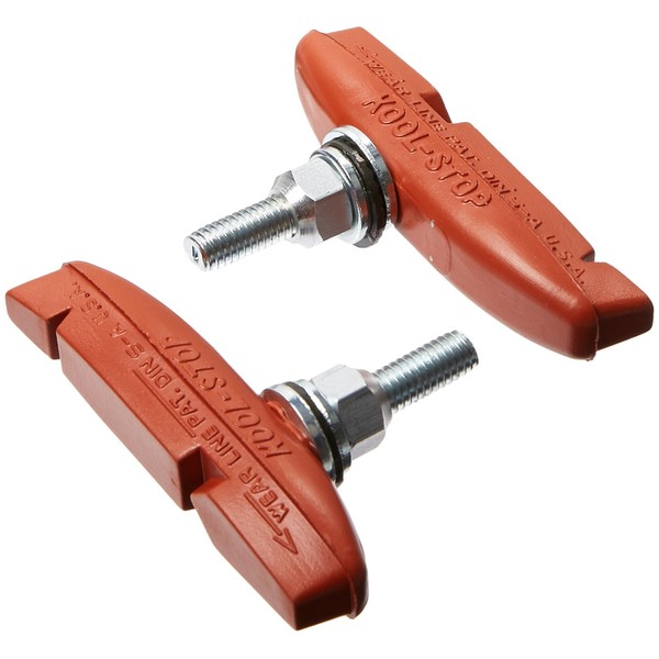 Kool Stop Cantilever Thinline Threaded, Cantilever Brake Pads, Threaded Posts, Salmon, Red, Pair