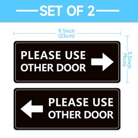 2Pack Use Other Door Sign，Self-Adhesive Weatherproof Vinyl Please Use Other Door Sticker, Left Right Arrow Entrance Sticker Sign for Home,Office, Business, School, Store, Restaurant