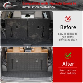 Thinzyou Thinzyou Floor Mats Compatible with 2024 2025 Hyundai Santa Fe Cargo Liner No Hybrid TPE All Weather Back Seat Cover Protector Santa Fe Accessories (2024 2025,Trunk Mat with Backrest Mat+Floor Mats)