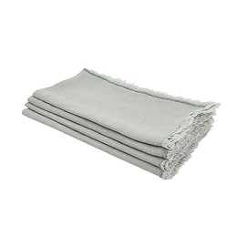 Saro Lifestyle Fringe Linen Table Napkin (Set of 4), Blue-Grey, 20"