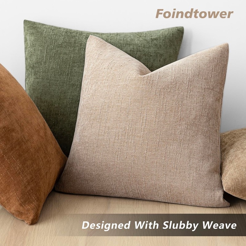 Foindtower Set of 2 Soft Textured Chenille Throw Decorative Pillow