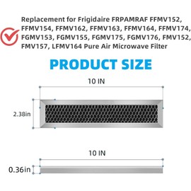 10” x 2.38”Carbon Microwave Filter Compatible for Frigidaire FRPAMRAF Pure Air Replacement Air Microwave Filter,Suitable for microwave ovens OTLFILTER and OTRFILTER 1