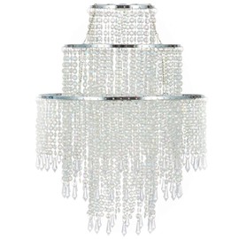 Waneway Chandelier Light Shade for Ceiling Pendant Light, Easy Fit Crystal Lamp Shade Lampshade for Bedroom, Living Room, Hallway, Wedding or Party Decoration, Diameter 32 cm, 3 Tiers
